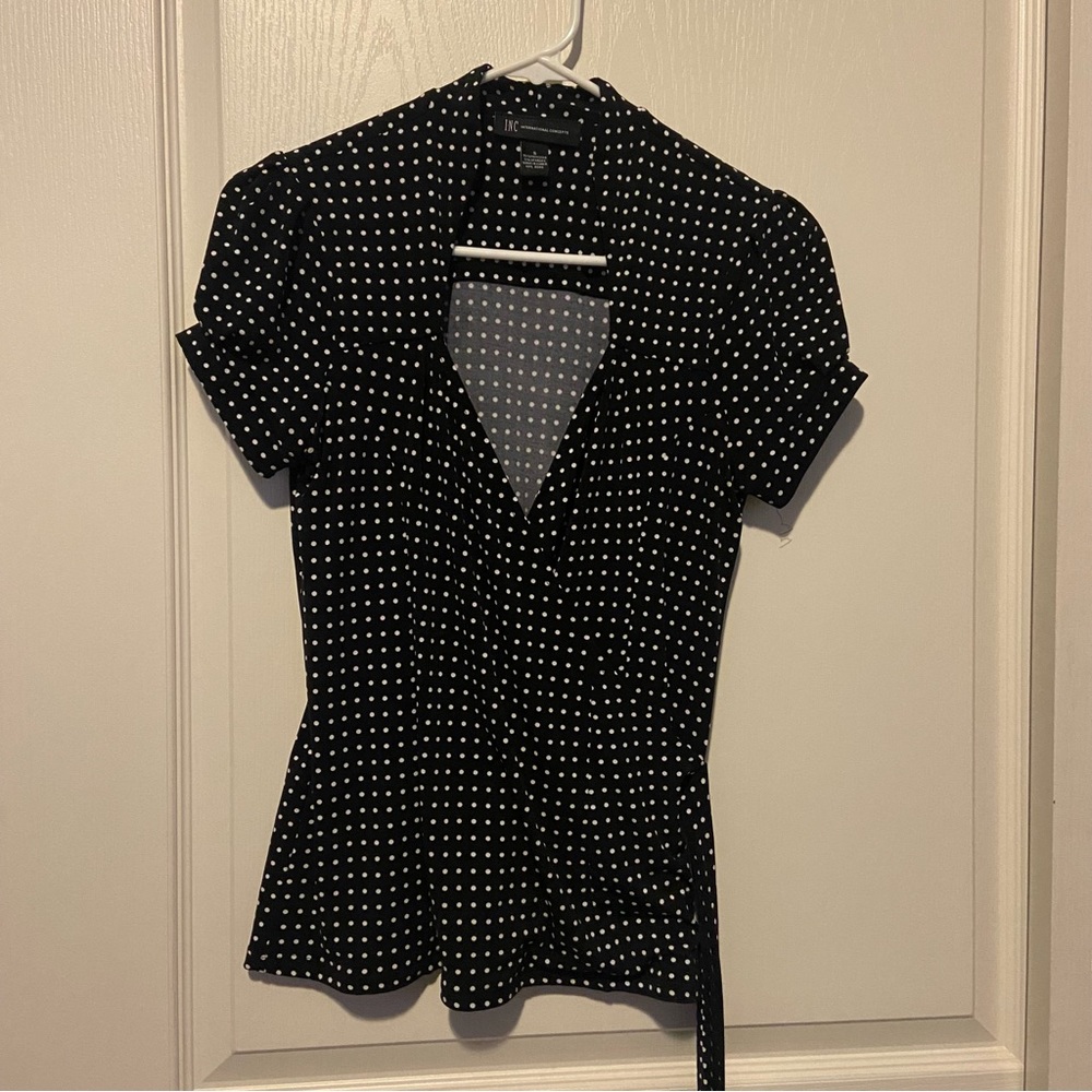 INC Polka Dot Wrap Shirt